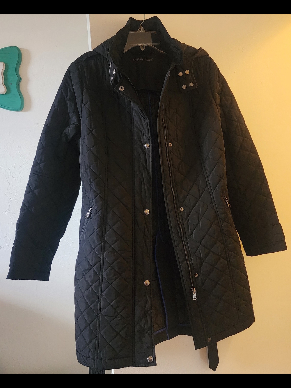Calvin Klein Black Quilted Mid-Length Puffer Coat